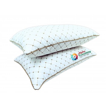 Market Fairy 17 X 27 Inch Microfiber Filled Ultra Soft Luxury Sleeping Bed Pillow for Long Lasting Fluffiness, Big Size, White With Golden Dots, Pack of 2